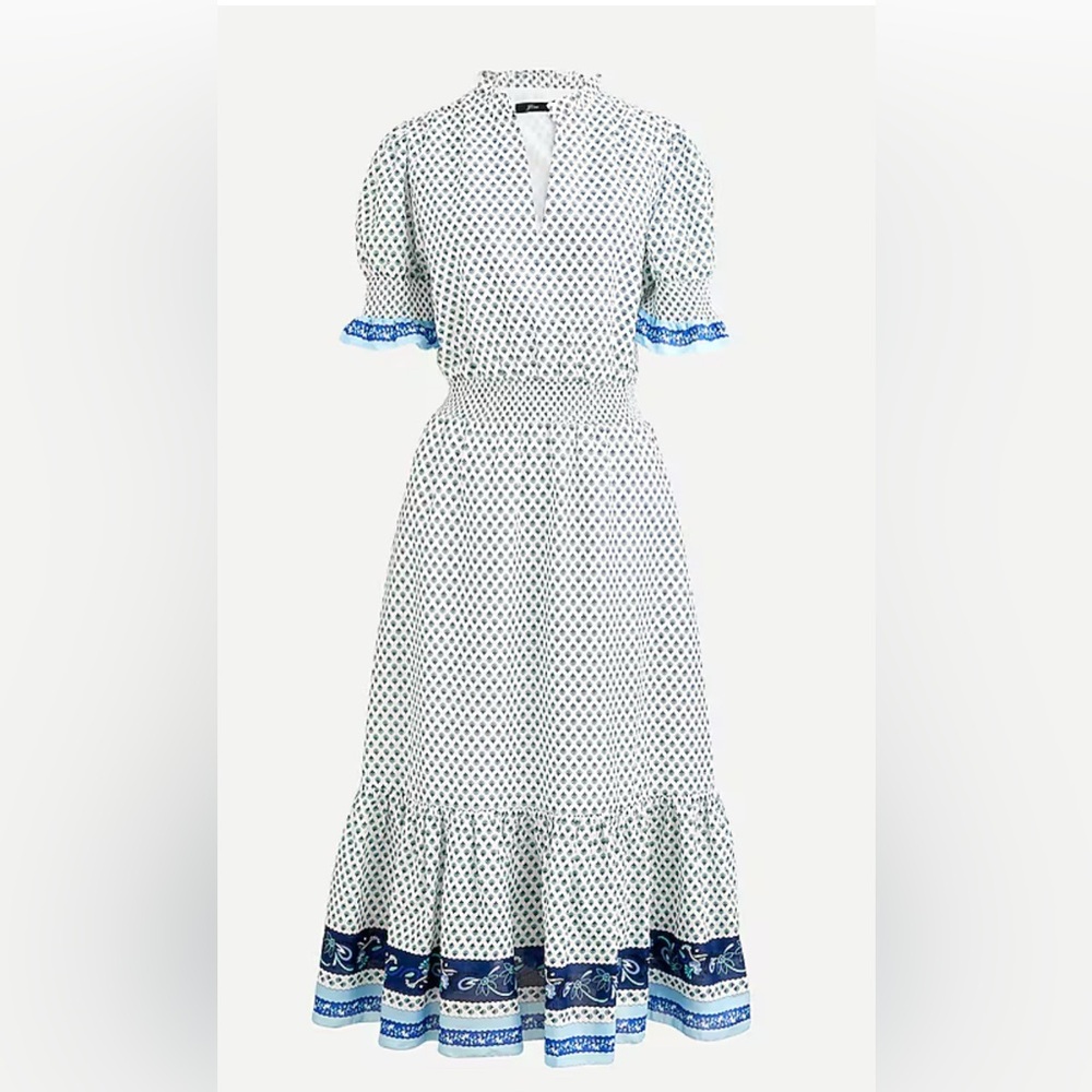 J. Crew Smocked Ruffle Dress in cotton voile